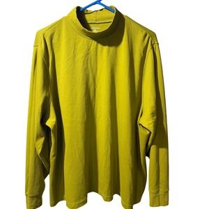 Lands End Women Mock Neck Long Sleeve Shirt Top Green 3X Plus 100% Cotton Casual
